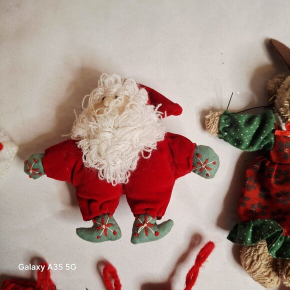 Vintage Handmade Christmas Ornaments Set Of 15 - Crochet Felt & Straw Decoration - Picture 2 of 11